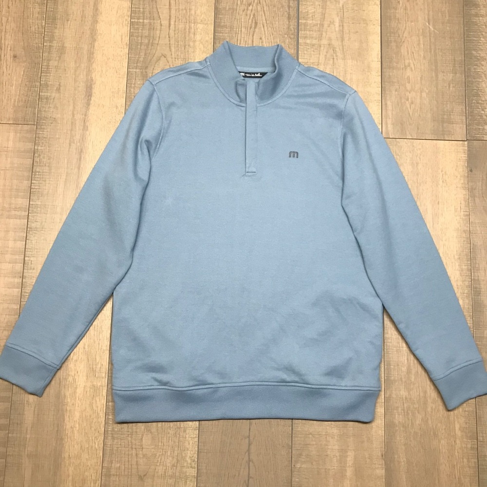 Travis Mathew Light Blue Quarter-Zip Pullover Sweatshirt